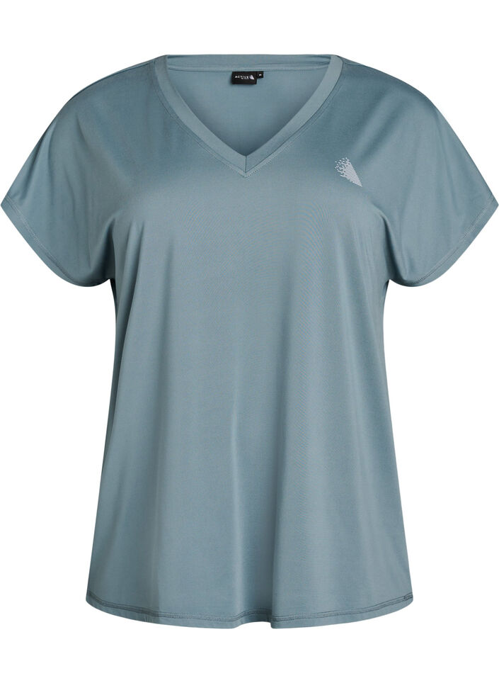 L&oslash;s tr&aelig;nings t-shirt med v-hals, Gr&aring;, Packshot image number 0