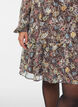 Chiffonkjole med blomsterprint og fl&aelig;selag, Brun, Model image number 3