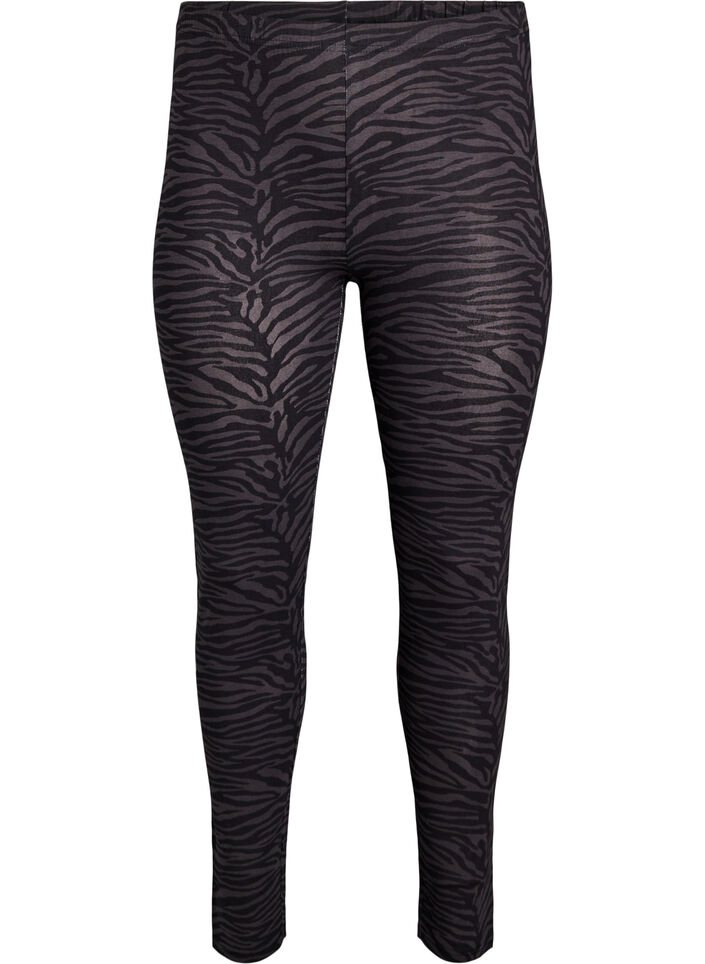 Viskose leggings med print, Sort, Packshot image number 0
