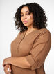 Skjortebluse i bomuld med v-udskæring, Coca Mocha, Model image number 2