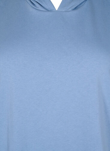 Kortærmet sweatkjole med hætte, Faded Denim, Packshot image number 2