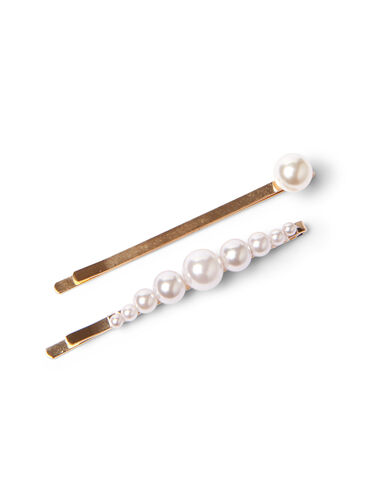 2-pak hårnåle med perler, Mother Of Pearl, Packshot image number 0