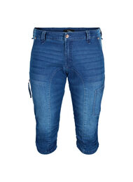 Slim fit capri jeans med lommer, Blå