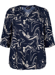 Printet bluse med 3/4 ærmer, N. Blazer Swirl AOP