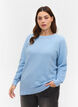 Langærmet strikbluse i økologisk bomuld, Chambray Blue, Model image number 0