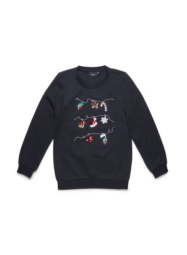 Jule sweatshirt til børn, Black Decoration, Packshot image number 0
