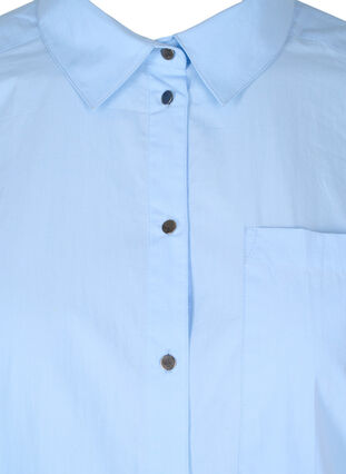 Lang bomuldskjorte med tryk på ryggen, Chambray Blue, Packshot image number 2
