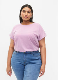 Kortærmet t-shirt i bomuldsblanding, Lavender Mist, Model