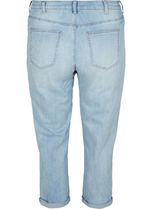 7/8 jeans med opsmøg og høj talje, Light blue denim, Packshot image number 1