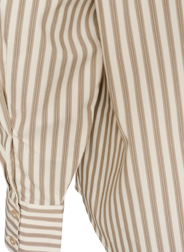 Stribet skjorte med aftageligt bindeb&aring;nd, Beige, Packshot image number 3