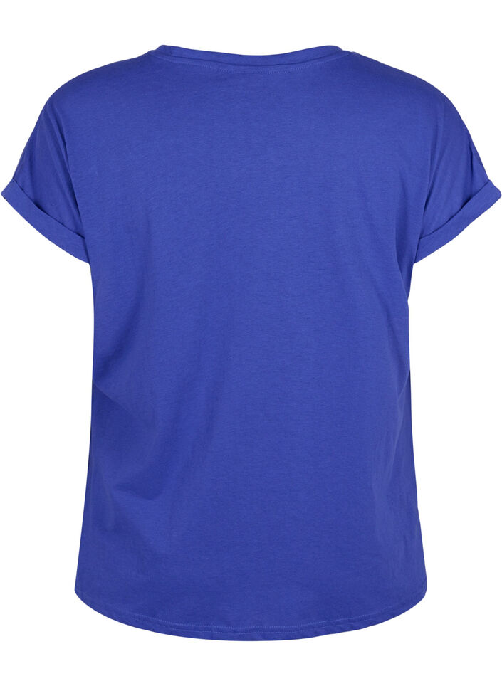 Kort&aelig;rmet t-shirt i bomuldsblanding, Bl&aring;, Packshot image number 1
