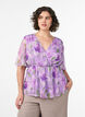 Blomstret chiffonbluse med korte &aelig;rmer, Lilla, Model image number 0