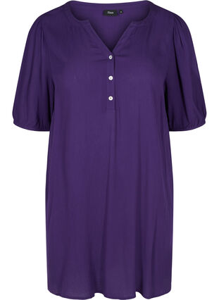 Viskose tunika med v-hals og knapper, Purple, Packshot image number 0