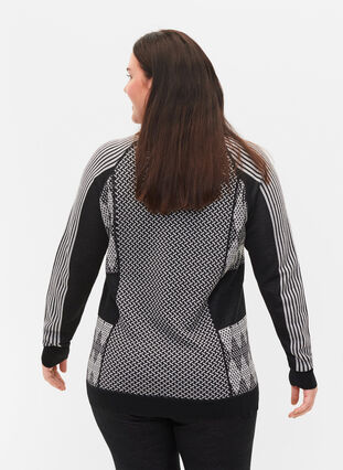 Mønstret skiundertrøje med uld, Medium Grey Comb, Model image number 1