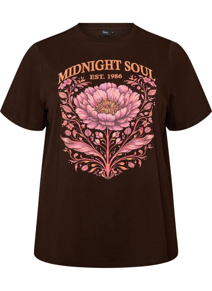 T-shirt i &oslash;kologisk bomuld med frontmotiv, Brun, Packshot image number 0
