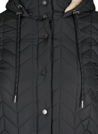 Quiltet jakke med knapper og hætte, Black, Packshot image number 2