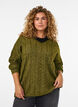 Strikbluse med kabelstrik og V-udsk&aelig;ring, Gr&oslash;n, Model image number 0
