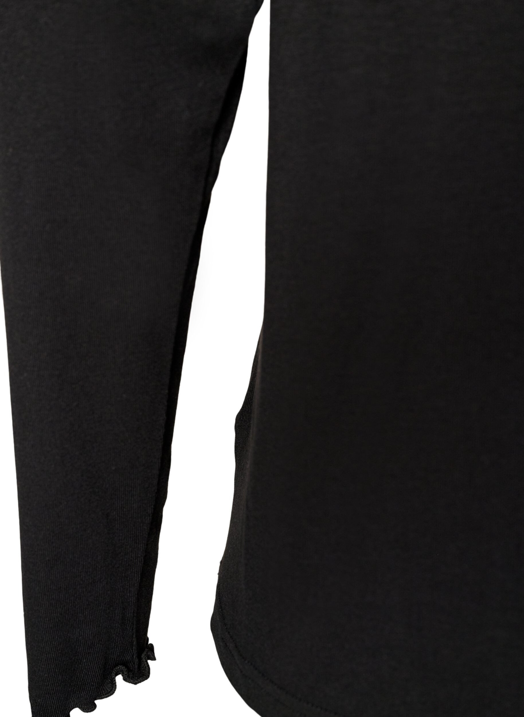 ZizziNatbluse i viskose med lange &aelig;rmer, Sort, Packshot image number 3