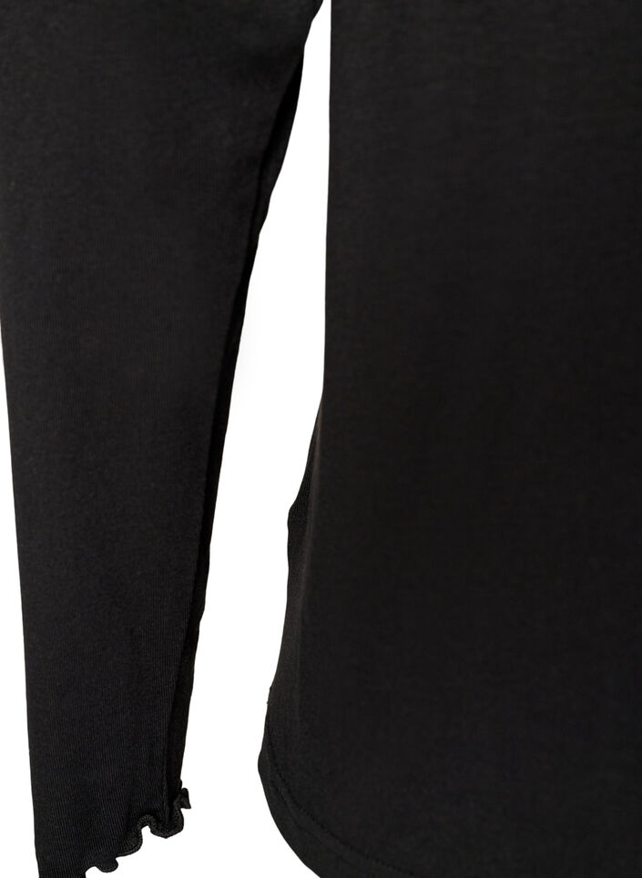 Natbluse i viskose med lange &aelig;rmer, Sort, Packshot image number 3