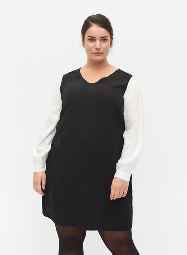Langærmet kjole i viskose , Black w. Cloud D., Model image number 0
