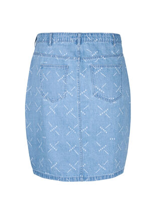Denim nederdel med mønster, Light blue denim, Packshot image number 1