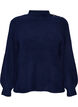 Ribstrikket sweater med ballon&aelig;rmer og knapper, Bl&aring;, Packshot image number 0