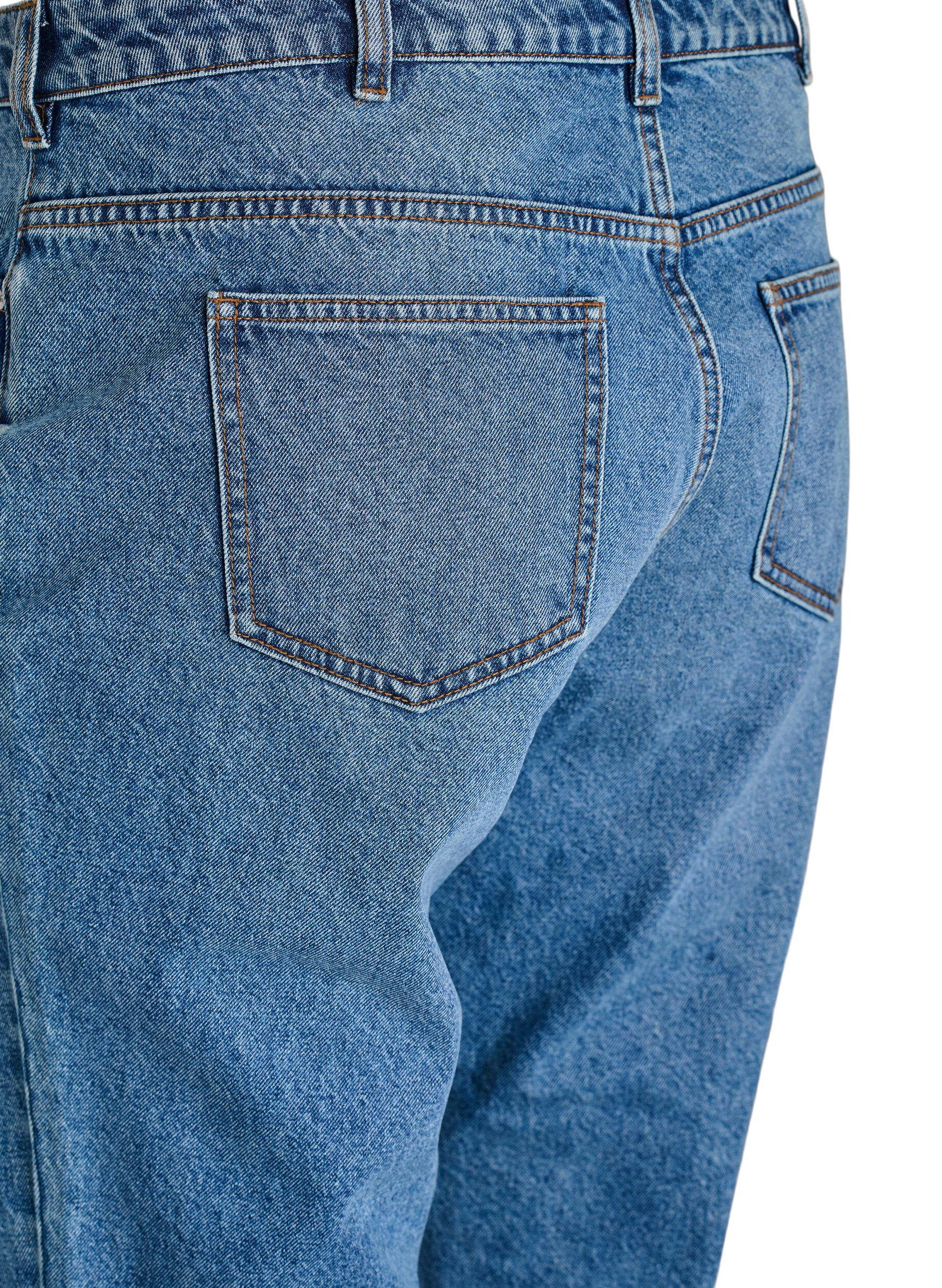 ZizziMille mom fit jeans med h&oslash;j talje, Bl&aring;, Packshot image number 3