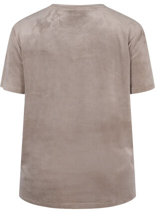 Kortærmet velour t-shirt, Taupe Gray, Packshot image number 1