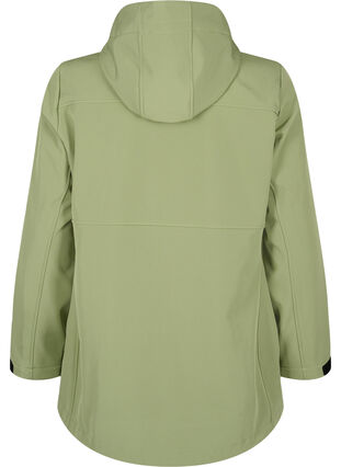 Kort softshell jakke med lommer, Oil Green, Packshot image number 1