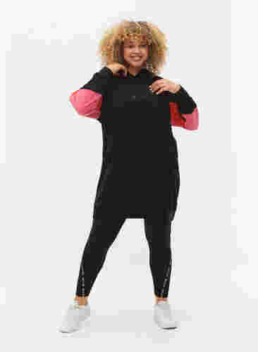 Sweatkjole med colorblock og lommer, Black, Model image number 2