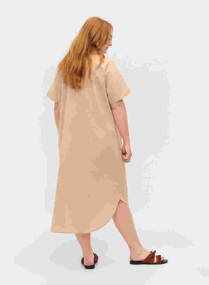 Lang bomuldsskjorte med korte ærmer, Humus, Model image number 1