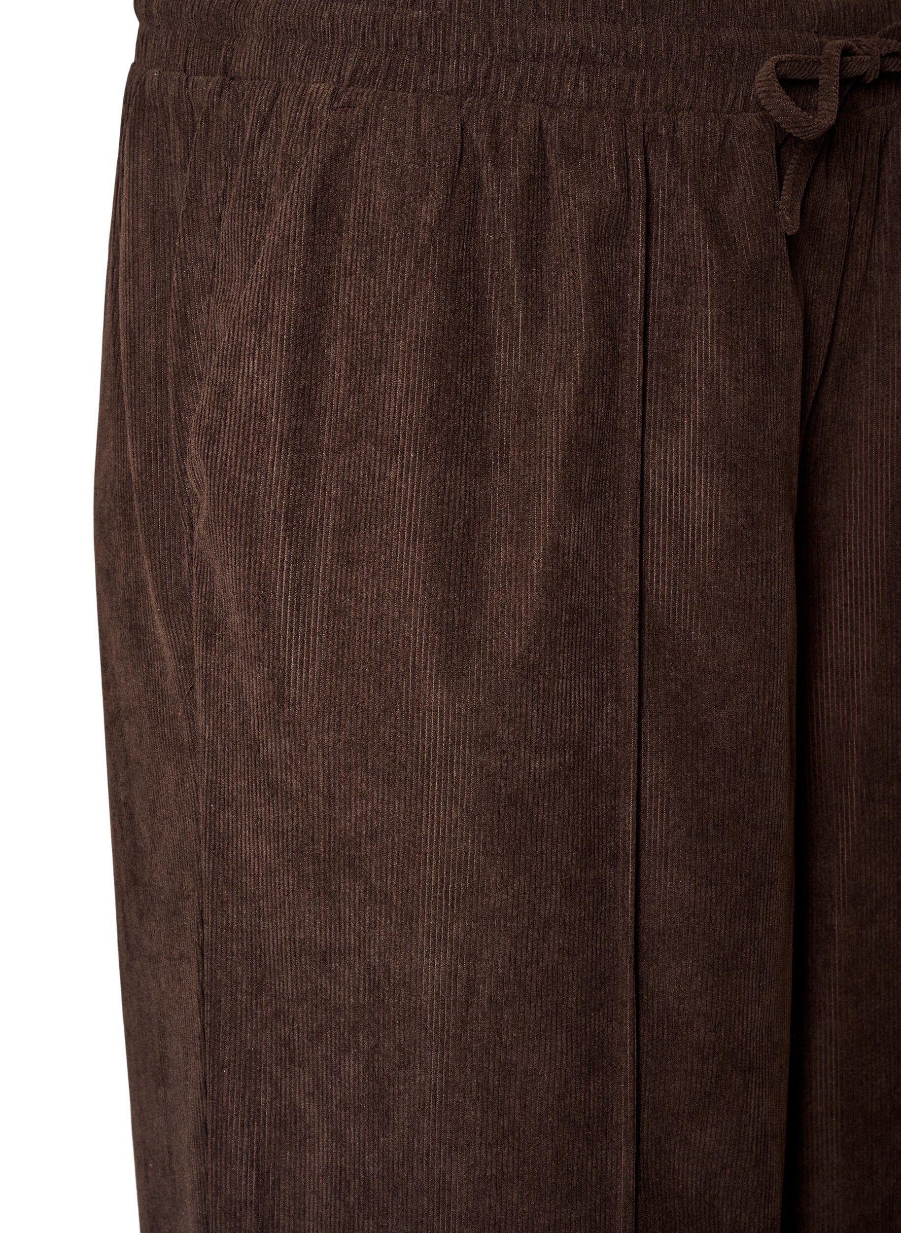 ZizziFl&oslash;jlsbukser med vide ben og h&oslash;j talje, Brun, Packshot image number 2