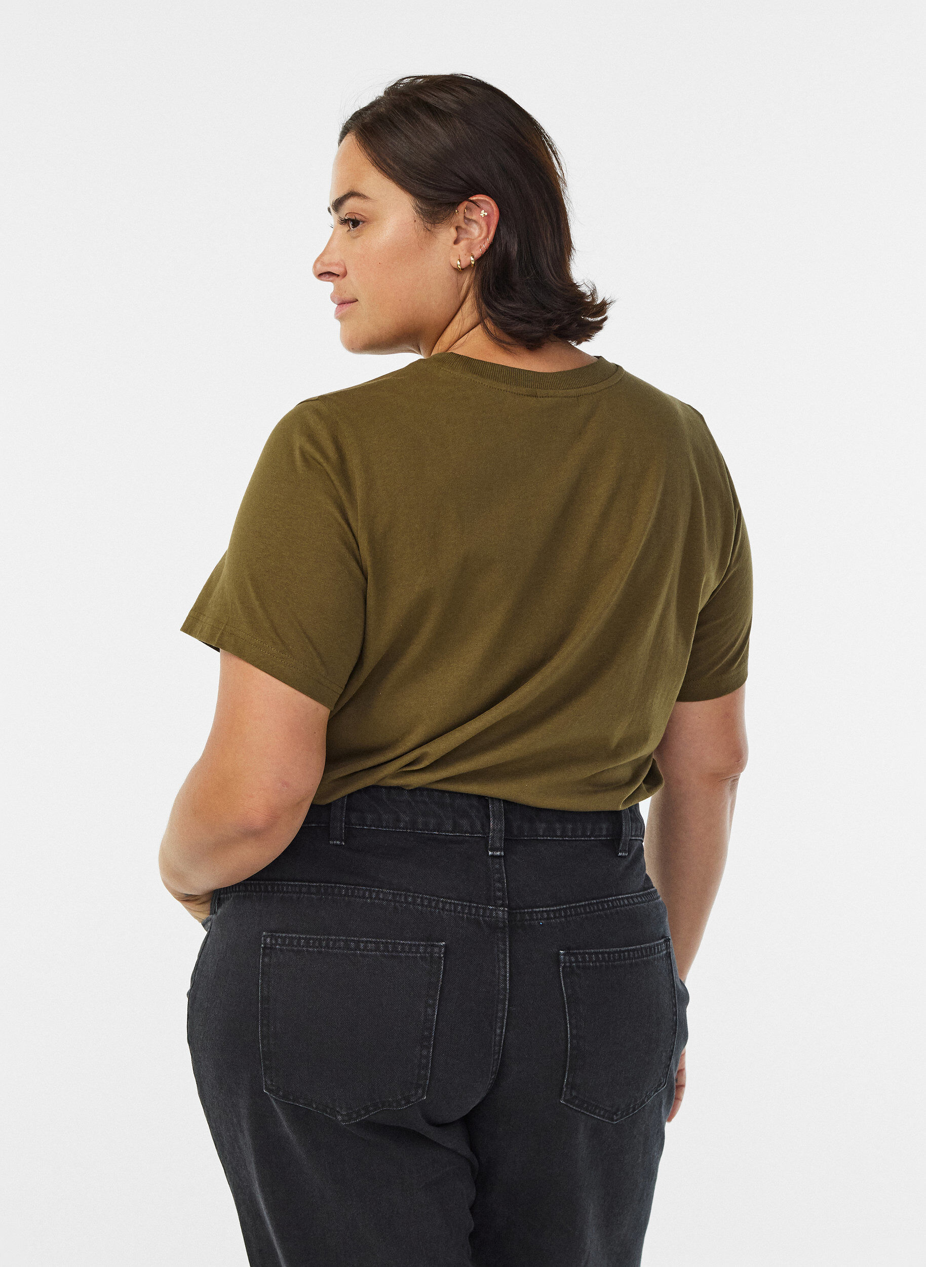 ZizziBasis t-shirt i bomuld med rund hals , Gr&oslash;n, Model image number 2