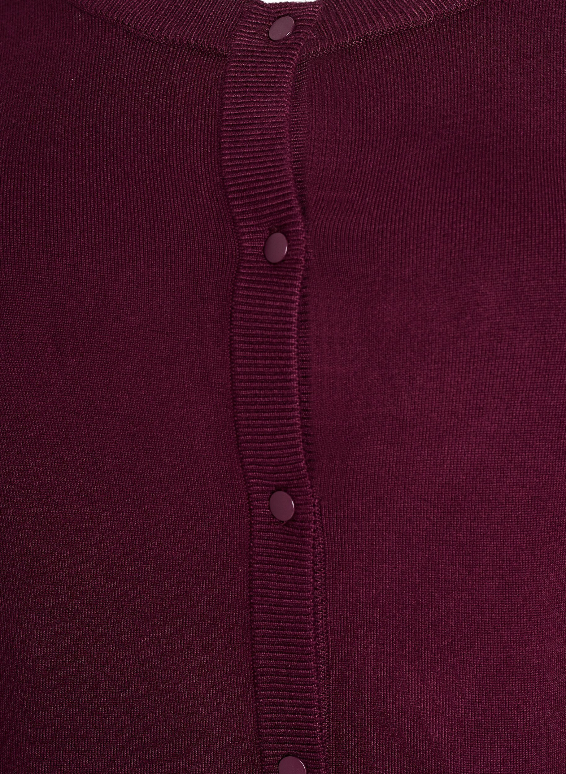 ZizziStrikcardigan med rund hals og knapper, R&oslash;d, Packshot image number 2