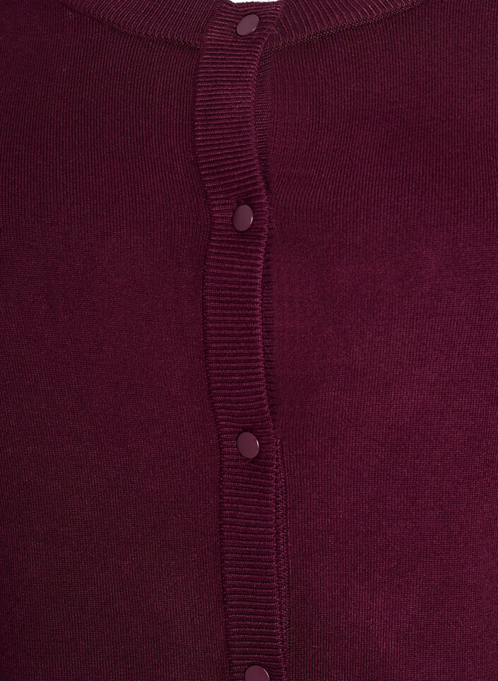 Strikcardigan med rund hals og knapper, R&oslash;d, Packshot image number 2