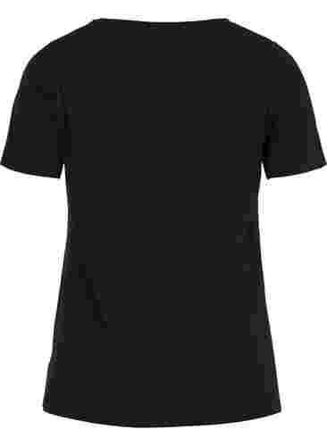 Ensfarvet basis t-shirt i bomuld, Black, Packshot image number 1