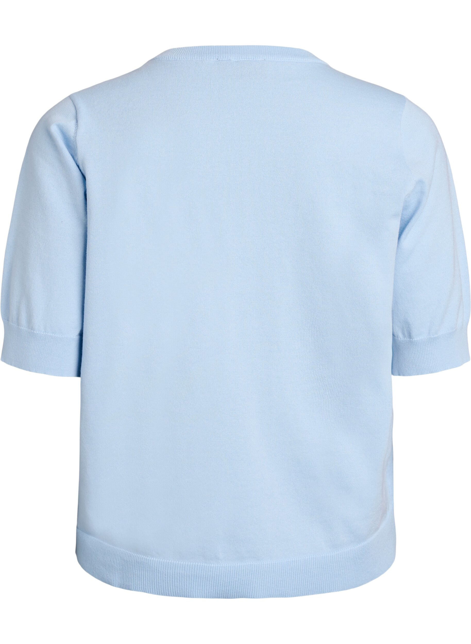 ZizziFinstrikket bluse med korte &aelig;rmer, Bl&aring;, Packshot image number 1