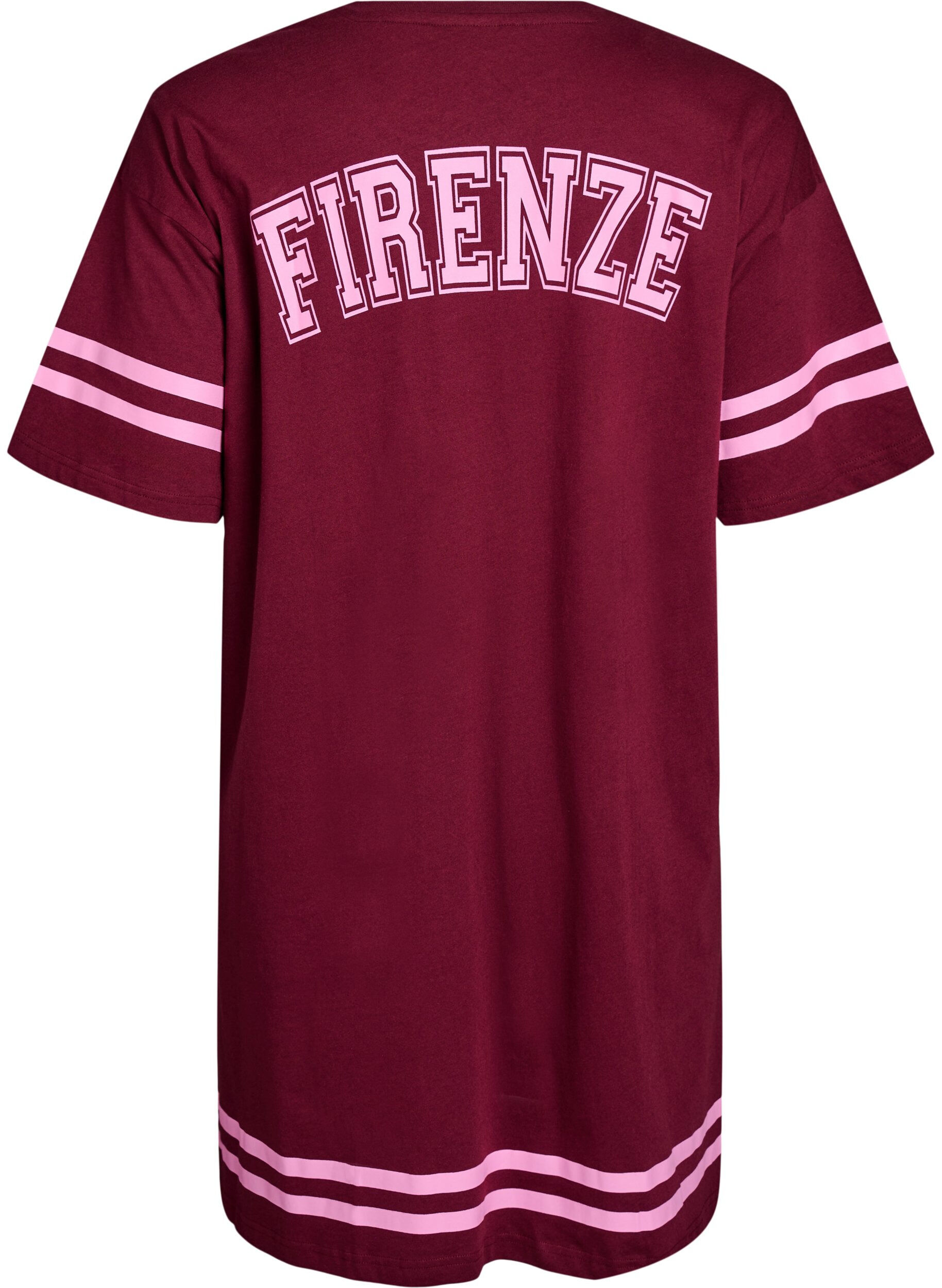 Zizzi Kort t-shirtkjole med sporty detaljer, M&oslash;rk Bordeaux, Packshot image number 1