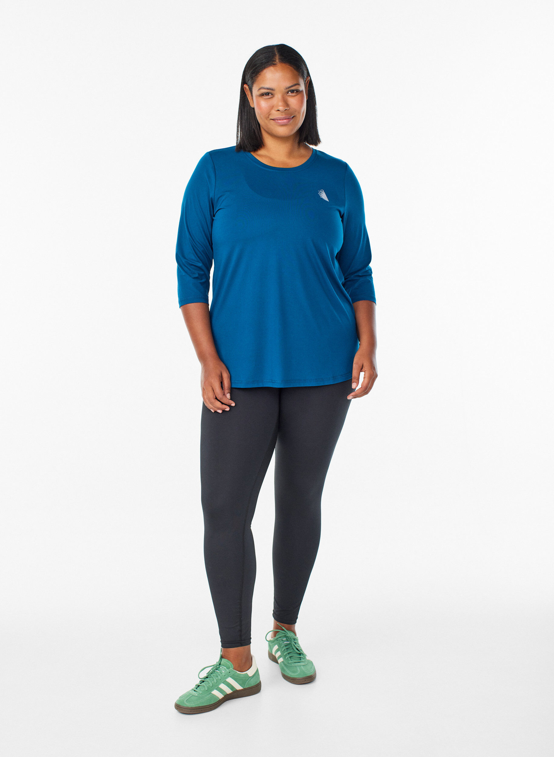 ZizziTr&aelig;ningsbluse med 3/4 &aelig;rmer, Bl&aring;, Model image number 1