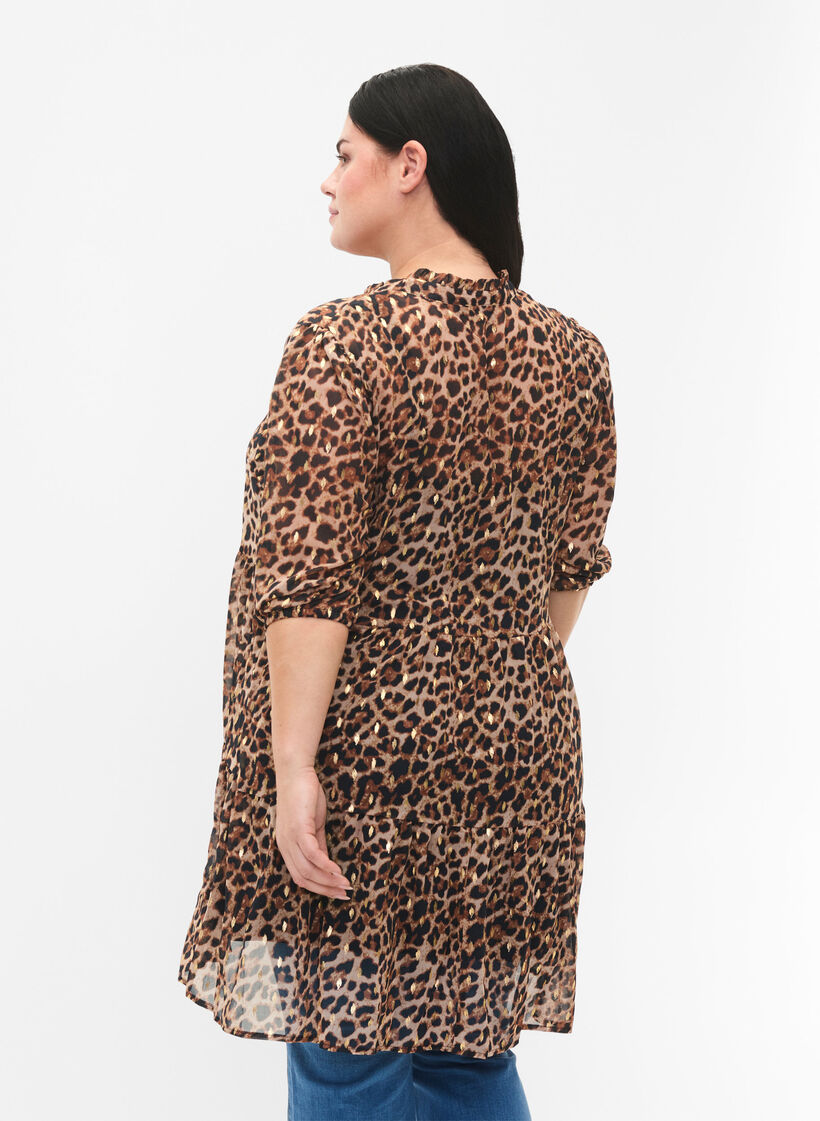 Tunika med leoprint og lurex, Leopard AOP, Model image number 1