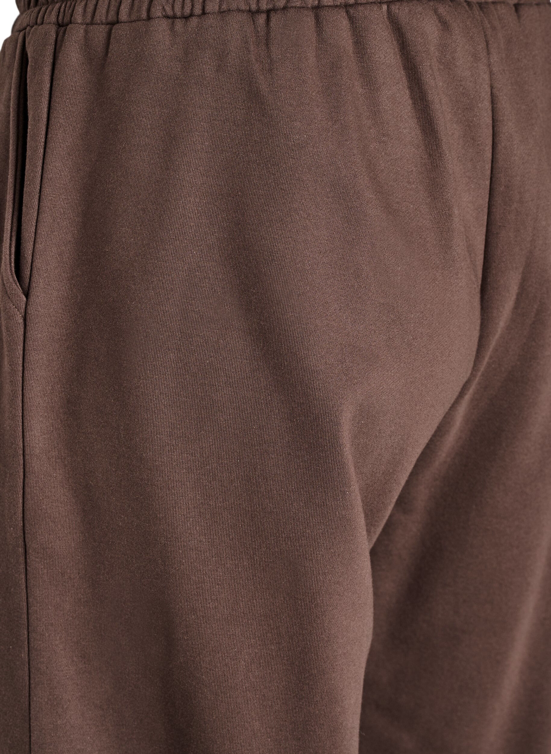 ZizziSweatpants med h&oslash;j talje og lommer, Brun, Packshot image number 3