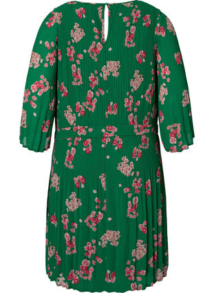 Printet plissékjole med bindebånd, Jolly Green Flower, Packshot image number 1