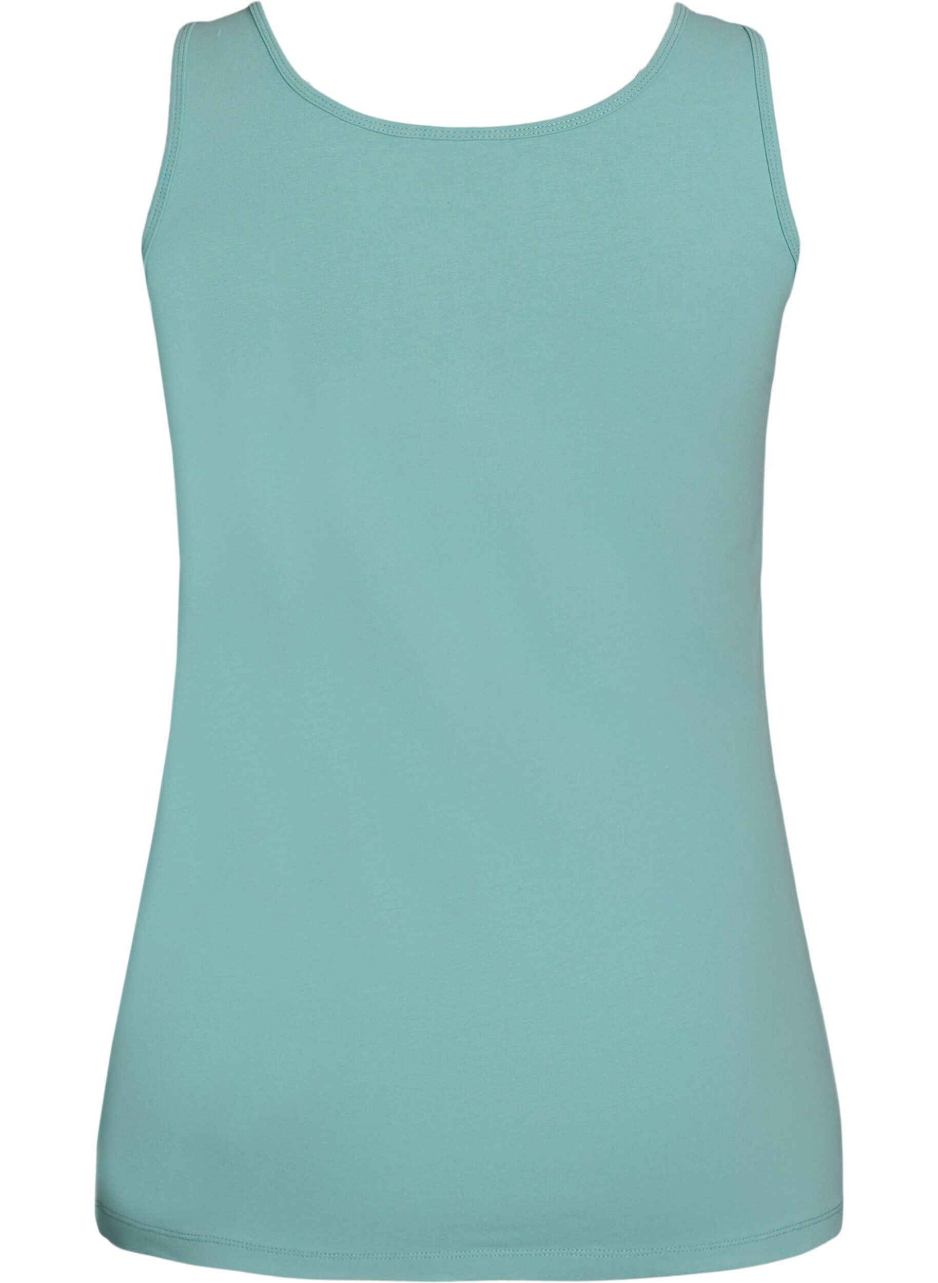 ZizziEnsfarvet basis top i bomuld, Gr&oslash;n, Packshot image number 1