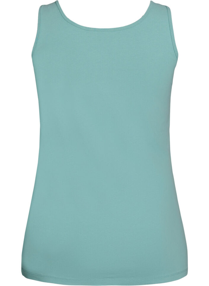 Ensfarvet basis top i bomuld, Gr&oslash;n, Packshot image number 1