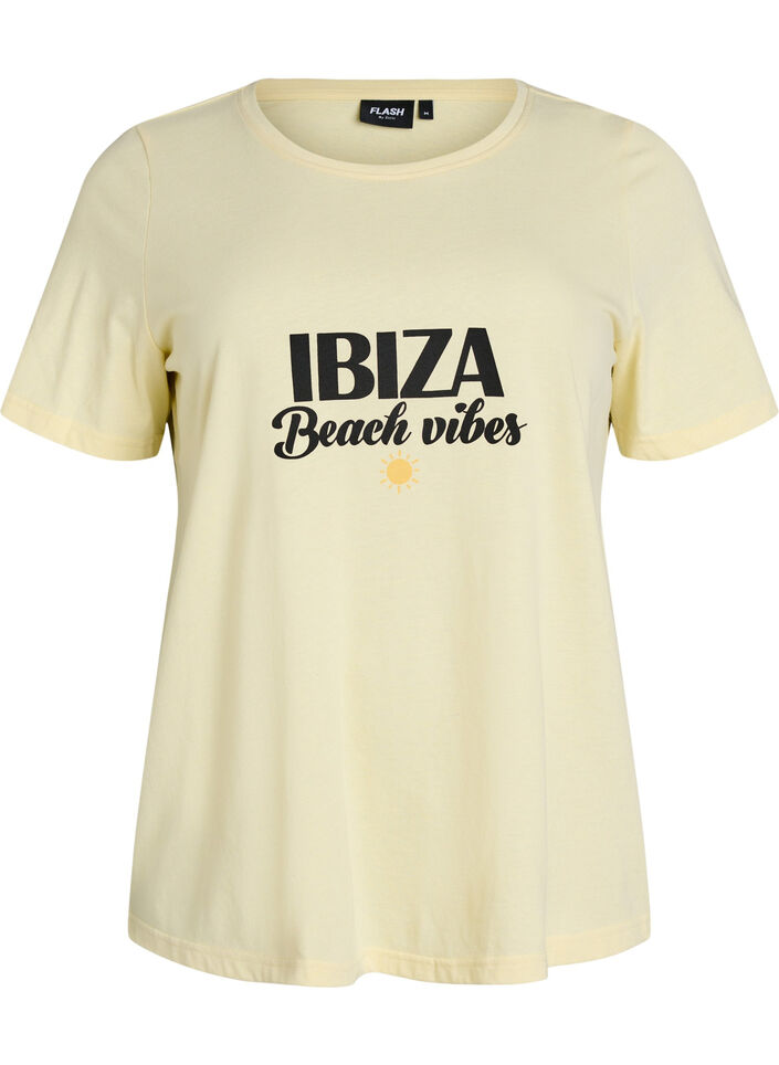 T-shirt med motiv, Gul, Packshot image number 0