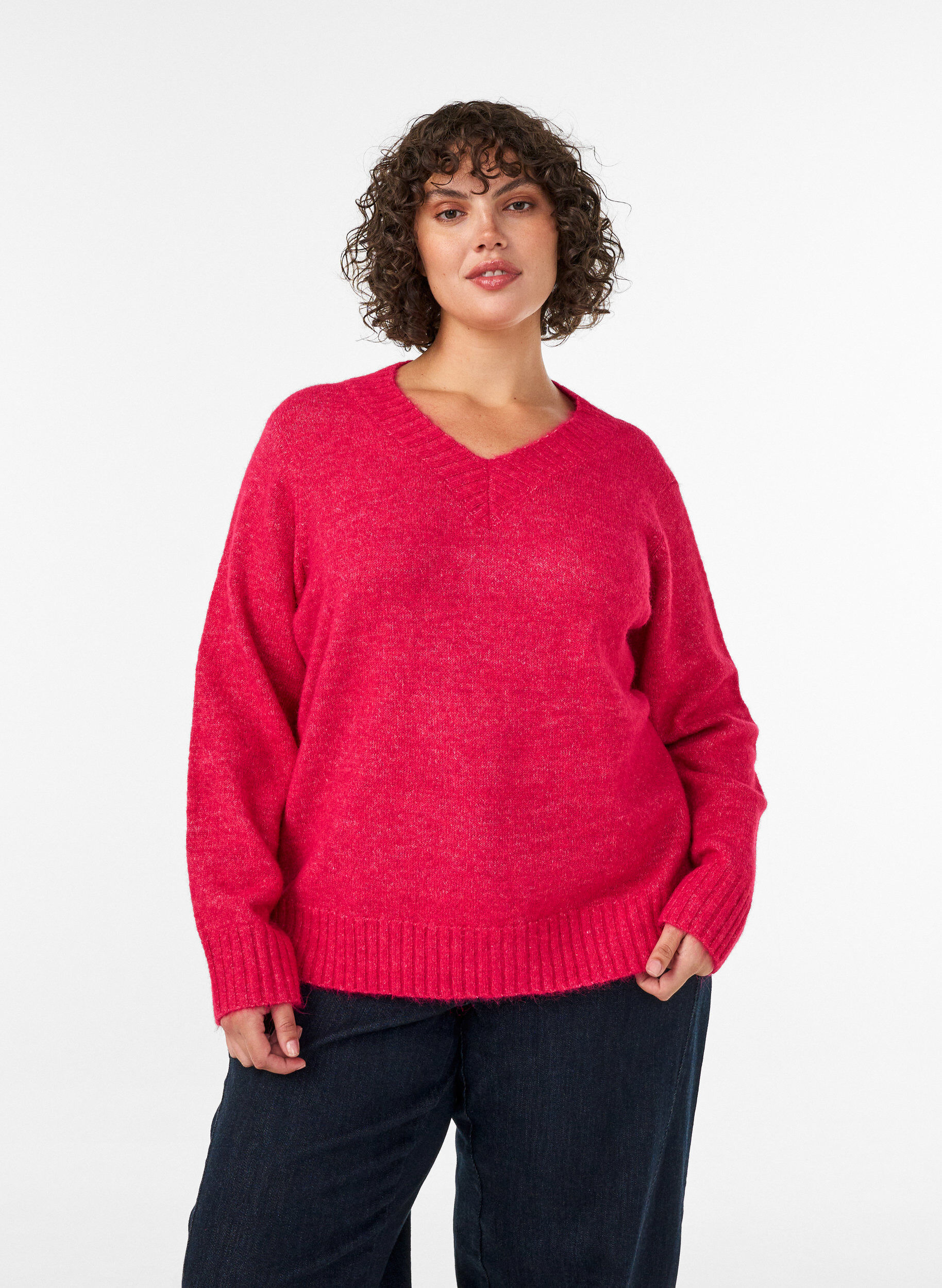 Striktr&oslash;je med V-hals, Lyser&oslash;d, Model