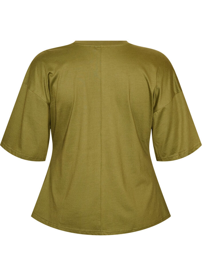T-shirt med draperet detalje, Gr&oslash;n, Packshot image number 1