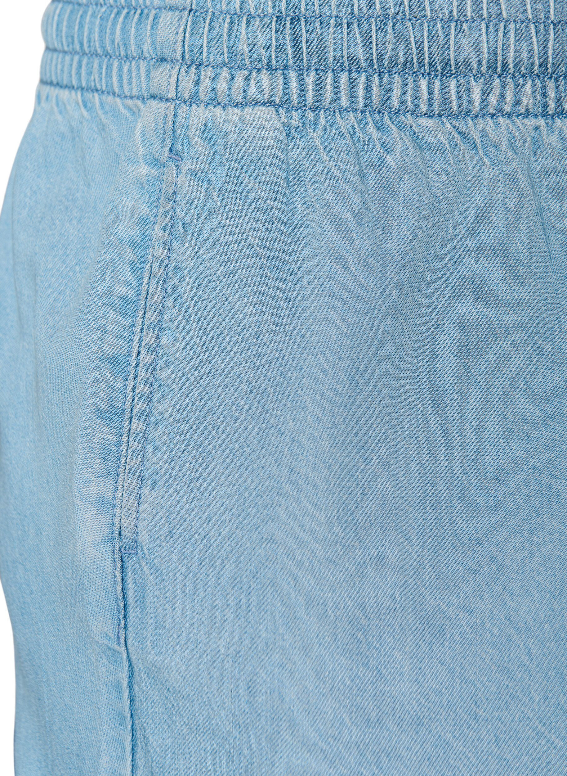 ZizziShorts i denimlook med elastisk talje og bindeb&aring;nd, Bl&aring;, Packshot image number 2
