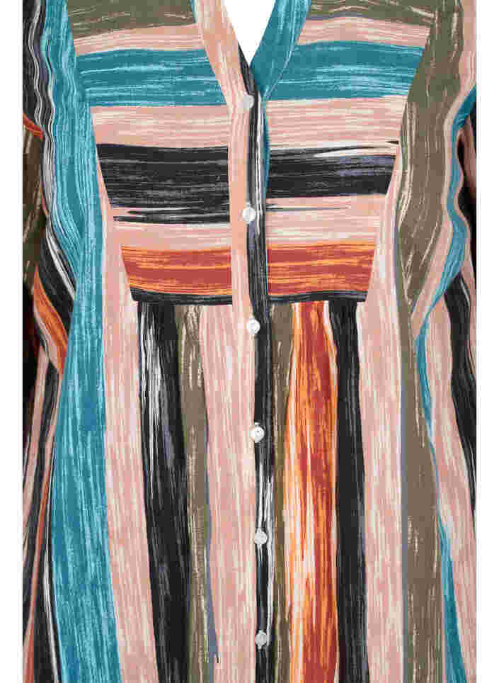 Mønstret bomuldskjole med 3/4 ærmer, Multi Stripe AOP, Packshot image number 2