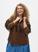 Jakke i imiteret ruskind med frynser, Brun, Model image number 0